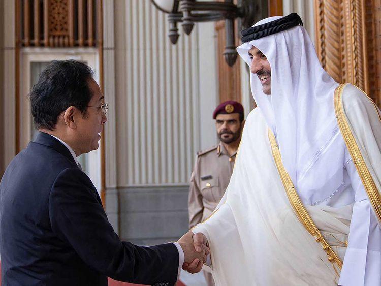 Qatar S Emir Sheikh Tamim Bin Hamad Al Thani Fumio Kishida Japan 18969E3e691 Large